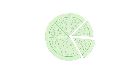Obraz premium Sliced Pizza on Green Background