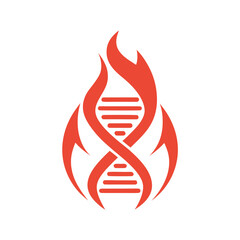 Red D N A Helix Fire Flame Symbol Isolated on White burning