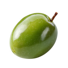  a Fresh Green Olive, Expertly Captured with Focused Lighting and Isolated on a Transparent Background, Showcasing Smooth Skin and Natural Contours