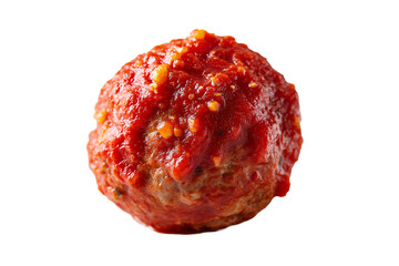 a Delicious Italian Meatball, Coated in Rich Red Marinara Sauce, Expertly Captured with Focused Lighting and Isolated on a Transparent Background