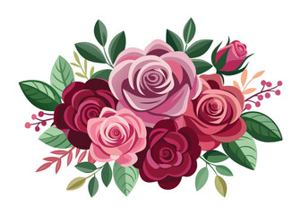 Beautiful roses bouquet vector illustration for wedding and valentine's day card
