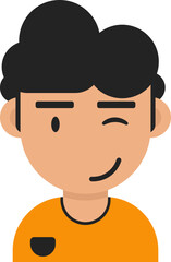 Winking cartoon avatar of young smiling man