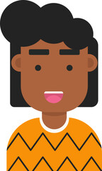 Cartoon avatar of smiling girl in zigzag sweater
