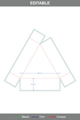 Triangle polygonal box dieline with custom dimensions, vector packaging template for precise product folding, die-cutting, and geometric cardboard box layout in printable format
