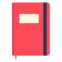 the notebook is red. school stationery. high school. office stationery
