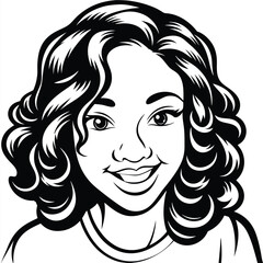 Smiling young Black woman with curly hair looks directly at the viewer cheerfully