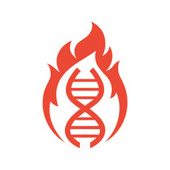 Red D N A Helix Fire Symbol on White Background flame science 1
