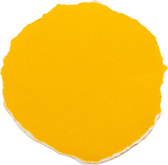 Yellow paper circle with torn edges isolated on white background for creative design projects and crafts