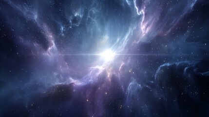 Fototapeta premium Vast Colorful Nebula With Central Light Explosion