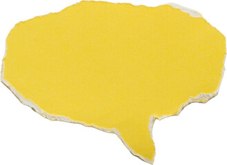 Yellow speech bubble shape torn paper isolated on white background for creative design and...