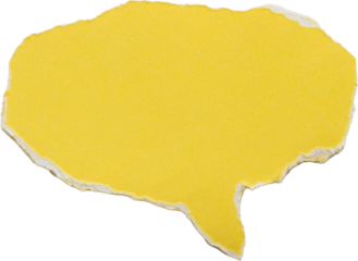 Yellow speech bubble shape torn paper isolated on white background for creative design and communication concepts