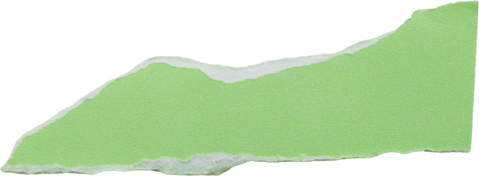 Torn green paper texture with white edge isolated on white background for artistic designs and creative projects