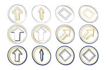Directional Icons: An array of elegantly crafted arrow and diamond icons on a light backdrop, each meticulously rendered to showcase their distinct design