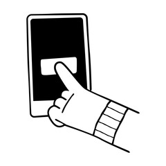 A hand interacting with a touchscreen interface, depicting a user's interaction. This image captures the essence of modern technology.