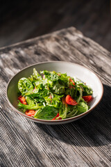 Green salad served in a cafe. 