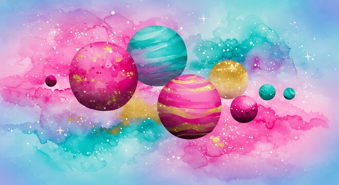 Pastel Galaxy: Watercolor Planets & Stardust Dreams