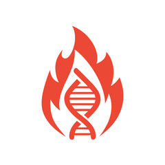 Red D N A Helix Surrounded by Flames on White Background gene genetic