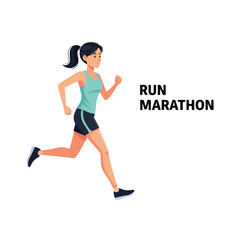 Woman running in a marathon training session in athletic gear on a vibrant background during daylight hours 