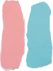 Torn paper strips in pink and blue colors for creative design backgrounds or collage projects