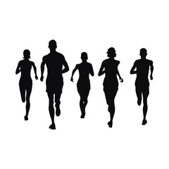 Silhouetted athletes are running, showcasing their active lifestyle against a clean white backdrop, inspiring health