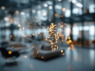 World map, modern industrial interior