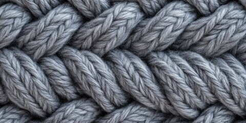 Close-up view of textured gray knitted fabric.