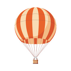 Fototapeta premium Bright orange and cream striped hot air balloon ascending