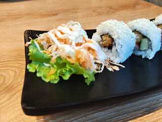 Gourmet Japanese Fried Sushi with Salad