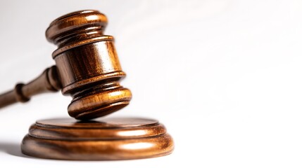 Wooden Gavel on White Background for Legal Concepts