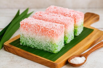 sentiling, traditional snack from Central Java, made from grated cassava sprinkled with grated coconut