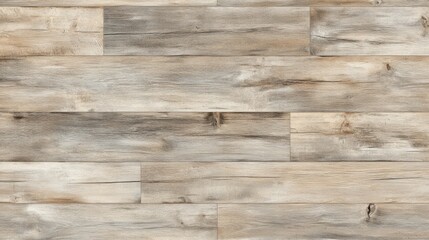 Detailed close-up view of a light gray and beige wooden plank flooring.