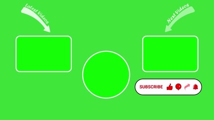 Green Screen YouTube Outro Template with Subscribe Button and Placeholders for Latest and Next Videos