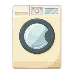 Front loading washing machine with a round glass door and control panel