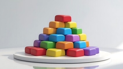 Colorful building blocks stacked in a pyramid shape