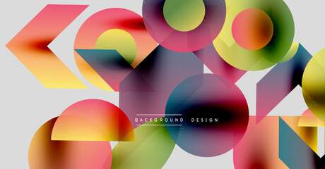 Fototapeta premium Abstract colorful shapes overlap. Vibrant gradients create modern design. Soft hues blend, forming dynamic composition.