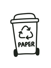 doodle illustration of paper waste container
