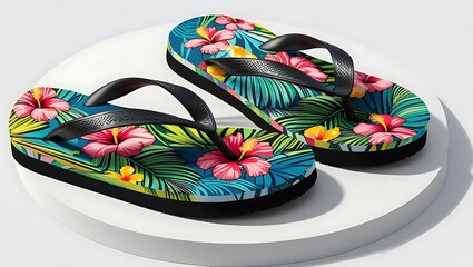 Vibrant tropical floral flip flops for summer fun