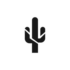 Obraz premium Minimalist cactus logo design with a cracked effect on a white background illustration