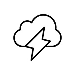 Flat Lightning and Cloud Icon Vector for Storm and Weather Forecast