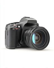 Fototapeta premium modern DSLR camera with detachable lens, tech gadget isolated on white