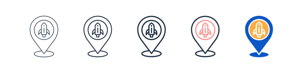 Rocket different style icons set vector illustration. 