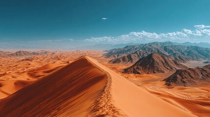 Naklejka premium Desert dune peak, mountain range view