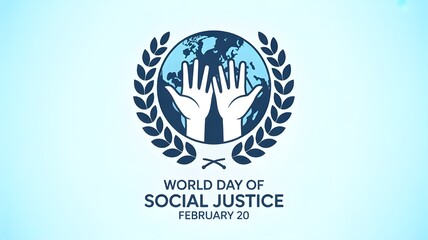 World Day of Social Justice vector. Hands with Earth. Silhouette of a hand with a laurel. Important day