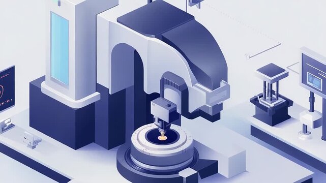 Futuristic semiconductor manufacturing process with advanced robotics and monitoring systems