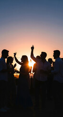 Fototapeta premium Silhouette of people chatting at a party