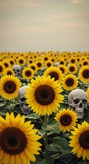 Sunflowers & Skulls: A Surreal Field of Dreams