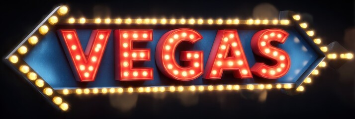 Vegas Marquee Signboard with Red Bulbs for Black Friday Sale Banner