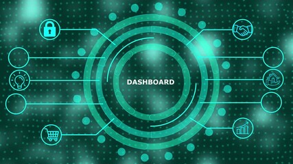 Futuristic Dashboard Interface with Data Visualization and Iconography for Business Technology - Powered by Adobe