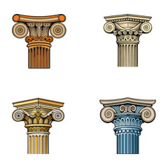 Obraz premium Elegant Architectural Column Head Vector Illustration
