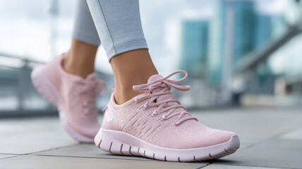 close view of woman wearing pink color shoes